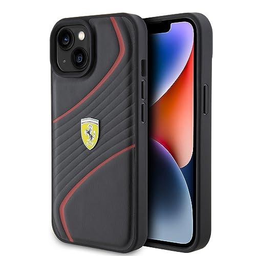 Ferrari FEHCP15SPTWK Hülle für iPhone 15 6.1" Schwarz hardcase Twist Metal Logo