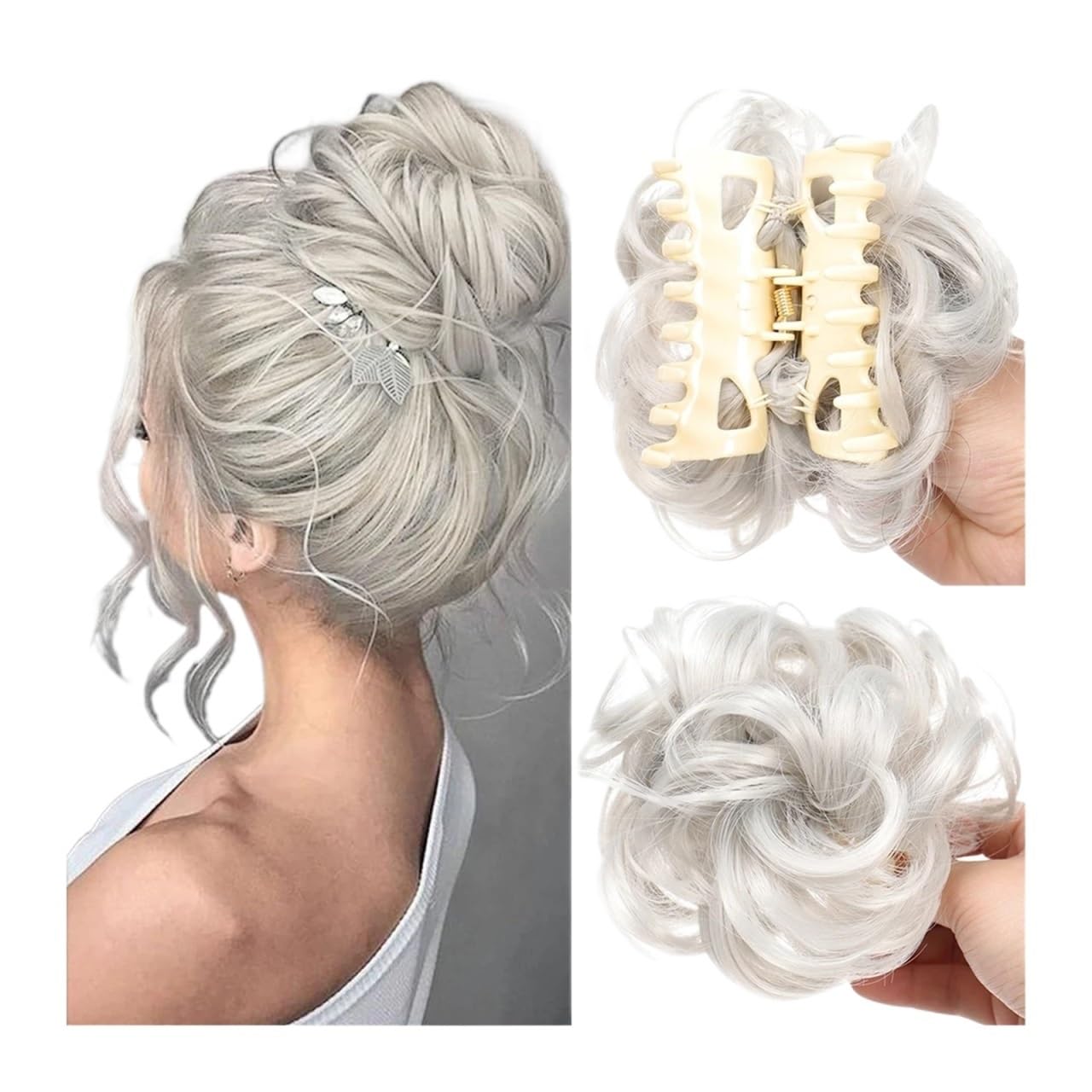 Haarteil Synthetischer Haarknoten, Clip-in-Chignon-Haarteil, lockiges, unordentliches Haar, Pferdeschwanz-Haarverlängerungen, Scrunchie-Haarteile for Frauen Haarverlängerung(T4/27/30)