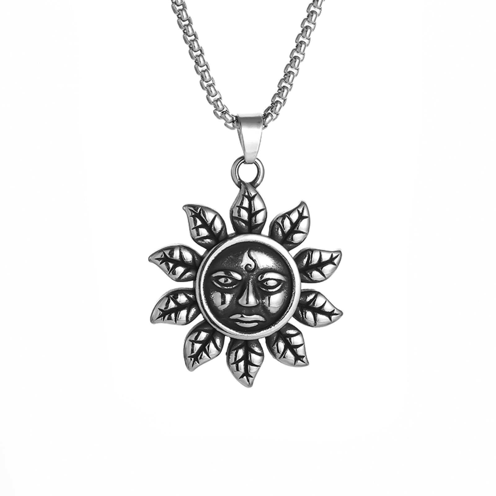 GZHENGZG Herrenhalsketten und Damenschmuck Retro Nordic Sun God Anhänger Halskette für Männer und Frauen, Amulett Schmuck Geschenk, Modegeschenk