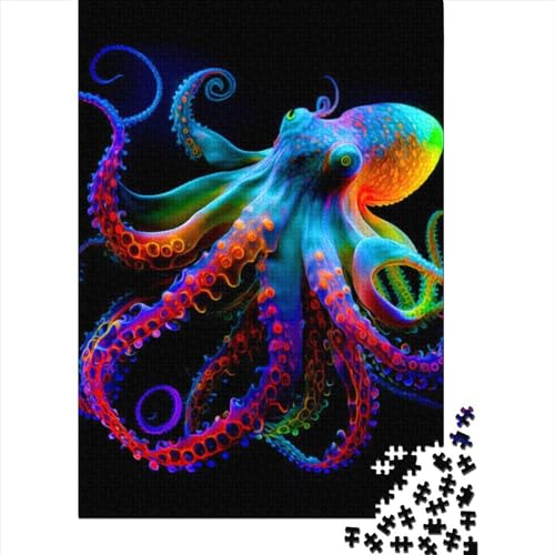 Buntes Oktopus-Puzzle für Erwachsene Teenager, schwierige, anspruchsvolle Puzzles mit 1000 Teilen für anspruchsvolle Puzzlespiele und Familienspiele (Größe: 75 x 50 cm)