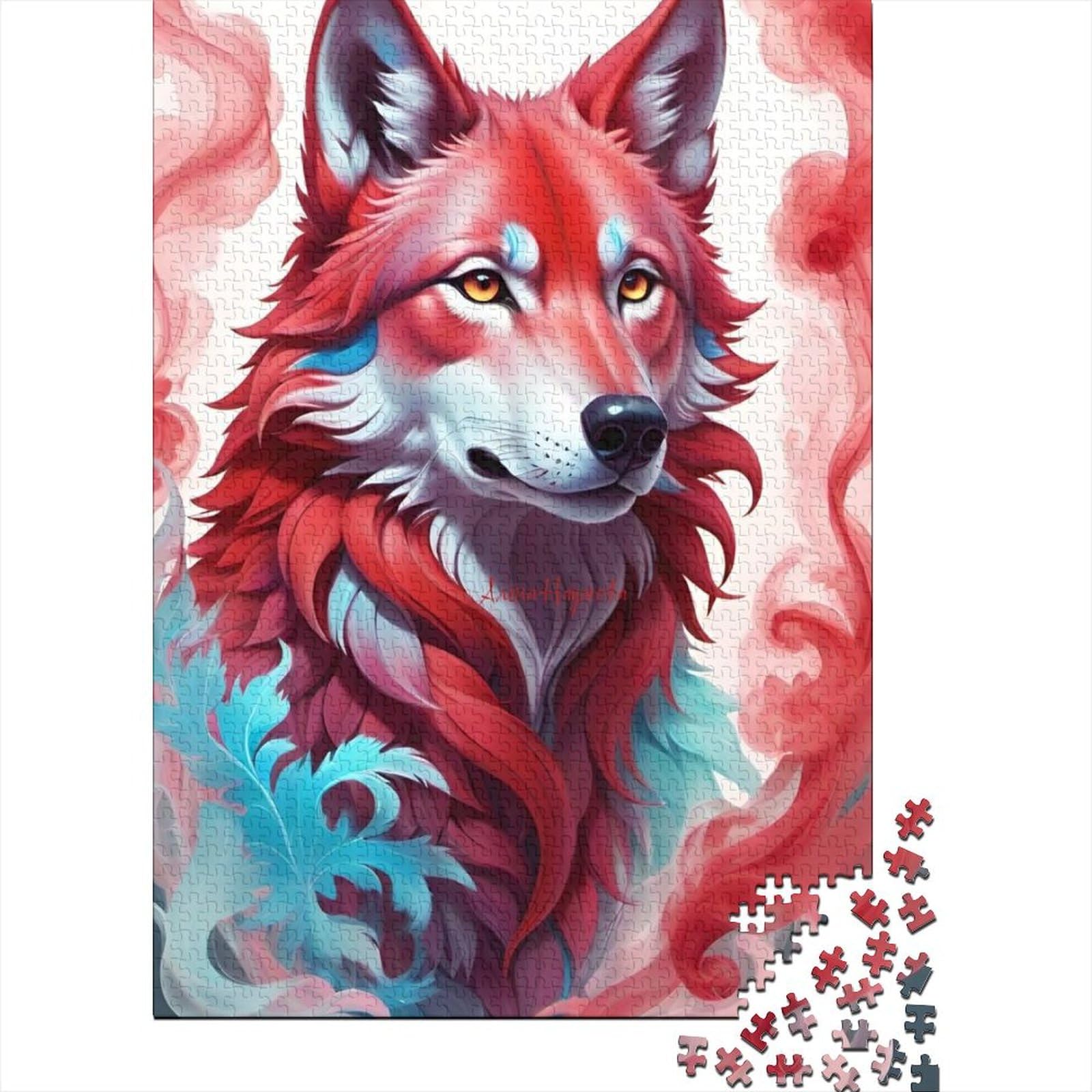 Fantasy Strange Wolf-Holzpuzzle für Erwachsene und Teenager, 1000 Teile für Erwachsene, schwierige Puzzles, Holzpuzzles für Erwachsene und Teenager (Größe 29,53 x 19,69 Zoll)