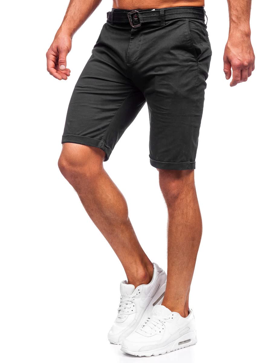 BOLF Herren Kurze Sporthose Shorts Bermudas Kurze Hose Cargo Cargohose Kurzschlauch Sweathose Stretch Freizeithose Street Style XX160085 Schwarz XL [7G7]