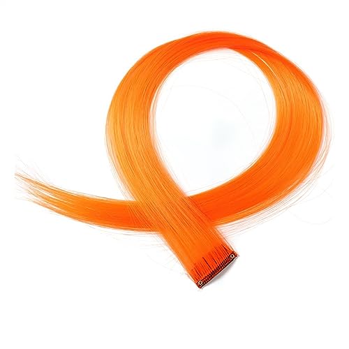 Clip-in-Haarverlängerungen Farbige Clip-in-Haarverlängerungen, 55,9 cm, Regenbogenfarben, lange, glatte Haarteile, Clip-in-Synthetik, Halloween, Cosplay, Mode, Party, Geschenk for Frauen und Mädchen C