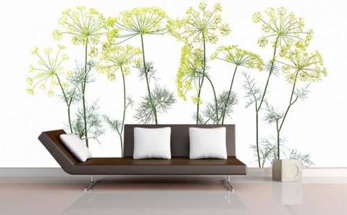 Grüne Pflanzen Gelbe Blumen 3D Tapete Poster Restaurant Schlafzimmer Wohnzimmer Sofa TV Dekorative Wand-300cm×210cm