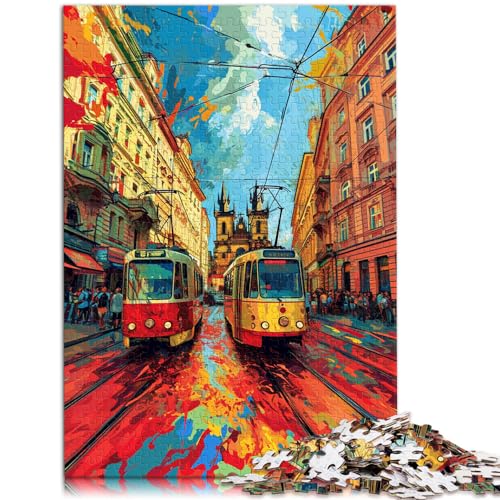 Puzzles zum Verschenken, farbenfrohe Prag-Puzzles für Erwachsene, 1000 Teile, Holzpuzzles, Familienpuzzles, Geschenk, Familienpuzzlespiel, Geburtstagsgeschenke (50 x 75 cm)