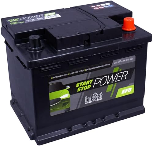 intAct EFB60SS EFB Start-Stop Batterie 12V 60Ah, 640A (EN) Kaltstartstrom, geschlossene und wartungsfreie EFB Batterie für Start-Stop-Fahrzeuge