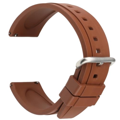 THBGTCNQ Weiches Gummi-Uhrenarmband, Sportuhrenarmband, Schnellverschluss, 20 mm, 22 mm, Gummi-Uhrenarmband, Gürtelschlaufe for Quarzuhr, Smartwatch(Brown S,22mm)