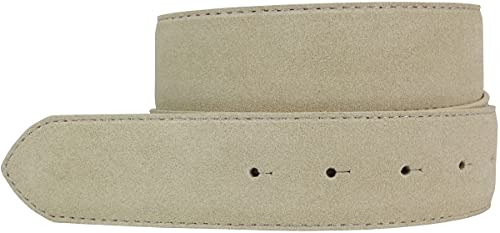 BELTINGER Wechselgürtel aus Veloursleder ohne Schnalle 4 cm | Druckknopf-Gürtel für Damen Herren 40mm | Wildleder-Gürtel 4cm | Beige 85cm