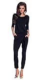 Lemoniade eleganter Jumpsuit mit Langen Ärmeln, elegantem Schnitt und ausgefallenen Details (XL (42), Modell 1 Schwarz)