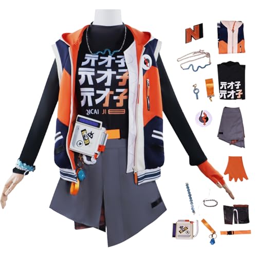 JGZGCG Zenless Zone Zero Belle Cosplay Kostüm Komplettes Set mit Perücke Zenless Zone Zero Cosplay Verkleidung Belle Uniform Halloween Karneval Party Bühnenauftritt Kostüm Erwachsene