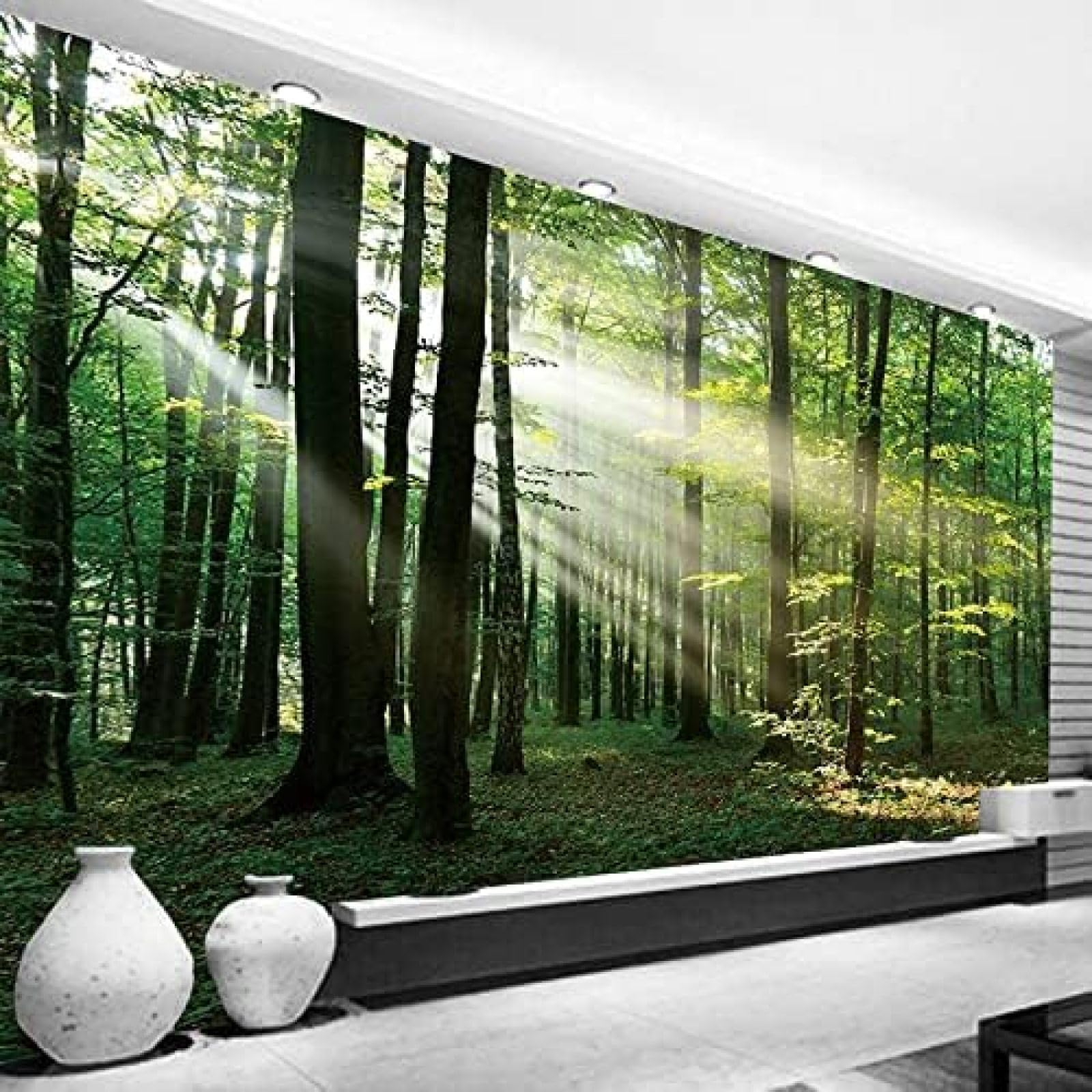 XLMING Grüner Wald Wandkunst 3D Tapete Wohnzimmer Sofa Schlafzimmer Esszimmer Home Dekoration Wand-350cm×256cm