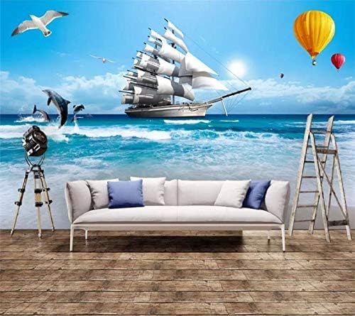 XLMING Kubisches Segelboot Im Stil Einer Meereslandschaft 3D Tapeten Home Esszimmer Sofa Schlafzimmer Wohnzimmer TV Hintergrund-150cm×105cm