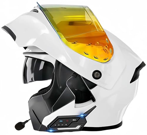 Modularer Bluetooth-Motorradhelm, modulare Integral-Klapphelme für Männer und Frauen mit integriertem Lautsprecher-Doppelvisier, ECE-zugelassener Integral-Klapphelm K,XXL61-63CM