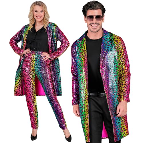 W WIDMANN MILANO Party Fashion - Party Fashion Pailletten Mantel, Party Outfit, Jacke, Disco Fever, Animal Print, Festival, Faschingskostüme