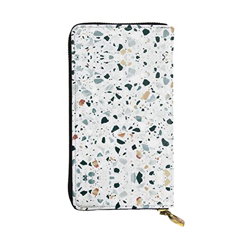 DMORJ Terrazzo lange Clutch-Geldbörse aus Marmor, pastellfarben, Leder, 19 x 10 cm, bequem, leicht, wasserdicht, langlebig, schönes Geschenk, Schwarz, Einheitsgröße, Schwarz , Einheitsgröße