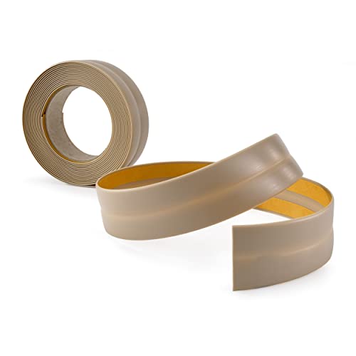 QUEST Weichsockelleiste Selbstklebend 25x25mm für Küche und Badezimmer, Selbstklebendes Dichtungsband aus PVC, Knickleiste, Fugendichtungsband - Beige, 25m