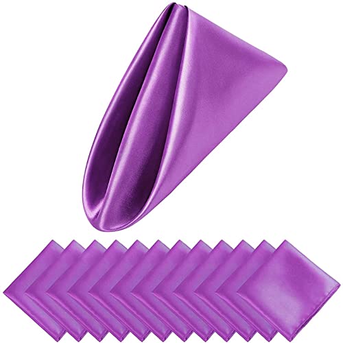 Wiederverwendbare Stoffservietten, 12 stücke 50cm Tisch Servietten Tuch Square Satin Stoff Servietten Tasche Tasche Tasche Tasche(Purple)