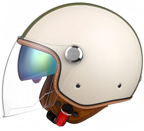 Retro-Open-Face-Halb-Jet-Helm, Roller-Helm Mit Open-Face-Visier, Klassischer Jet-Motorradhelm, Vintage-Motorrad-Schalenhelm Mit DOT/ECE-Zulassung Für Männer Und Frauen B,L 60-62CM