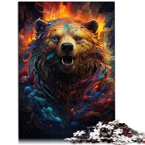 Puzzlespiel, farbenfroher Psychedelischer Schild, Kriegerbär, 1000 Teile, Puzzle für Erwachsene, Puzzle aus Holz, Lernspielzeug, 1000 Teile (50 x 75 cm)