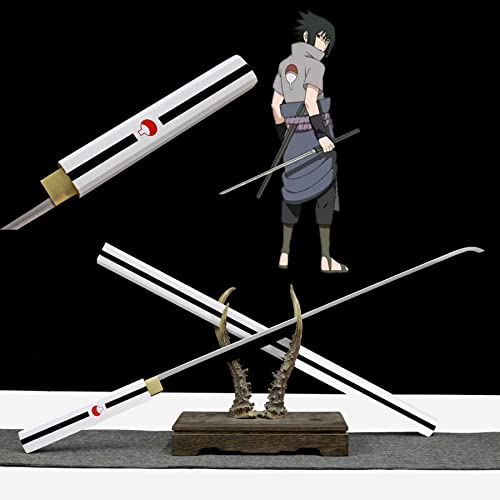 LQSMX sword Anime Cosplay Sasuke Schwert Aufdruck Yuzhibo Familie Emblem Logo 40in Schwerter Echte Waffen Hokage Schwert Hand geschmiedet hohen Mangan Stahl Katana Schwert