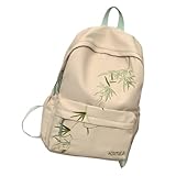 Student Schulrucksack Frau Große Kapazität Laptop Rucksack Mann Casual Daypacks Asiatischer Bambus Rucksack Reiserucksack