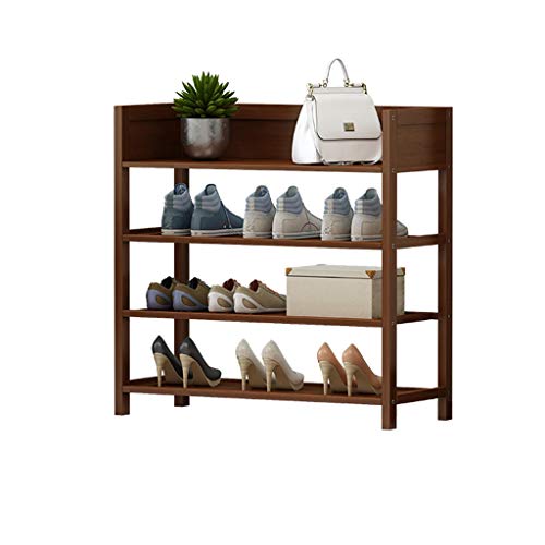 YIHANSS Schuhregal, mehrschichtiger, einfacher Schuhschrank aus Massivholz für den Wohnheimgebrauch, vierstöckiges, staubdichtes Regal mit großer Kapazität, braun (70 x 25 x 61 cm)