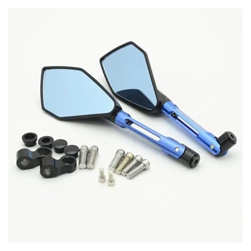 Universal Motorradspiegel Aluminium Rückspiegel Für Y&amaha FZ6 FZ8 Für MT07 Für MT09 Motorradspiegel-Set(BLAU)