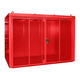 Gasflaschencontainer BAUER GFC-B M4, B 1570 x T 3120 x H 2295, für 60 Gasflaschen, feuerbeständig, abschließbar, rot