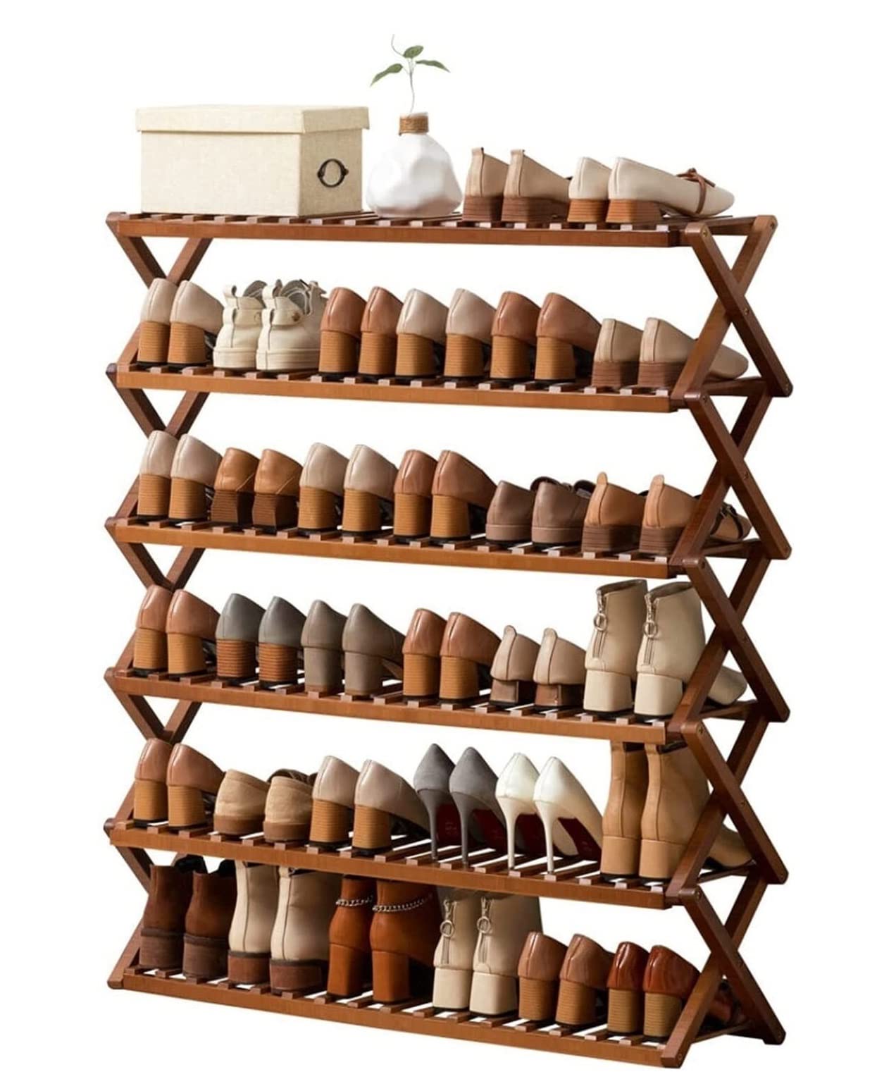 Schuhaufbewahrung Schuhregal Schuh-Organizer Schuhständer 6 Ebenen Schuhregal Einfache Aufbewahrung Tragbares Schuhregal Kostenlose Installation Schlafsaal Zuhause Schuhständer Schuhregal Aufbewa