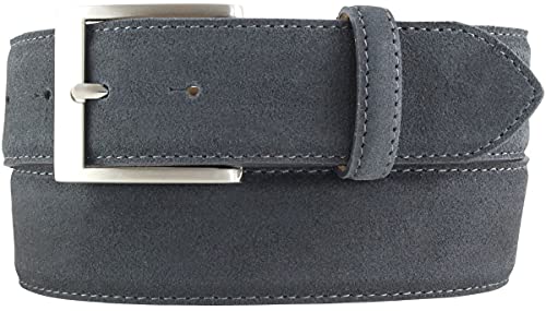 BELTINGER Hochwertiger Gürtel mit Edelstahl-Gürtelschnalle aus Veloursleder 4 cm | Velour-Ledergürtel für Damen Herren 40mm | Wildleder-Gürtel 4cm | Anthrazit 85cm