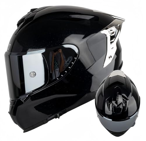 Modularer Integrierter Motorradhelm, ECE-Zugelassener Visier-Integral-Motorradhelm Antibeschlag-Motorrad-Rollerhelm Doppelspiegel Herren Damen Antikollisionshelm G,L59-60CM