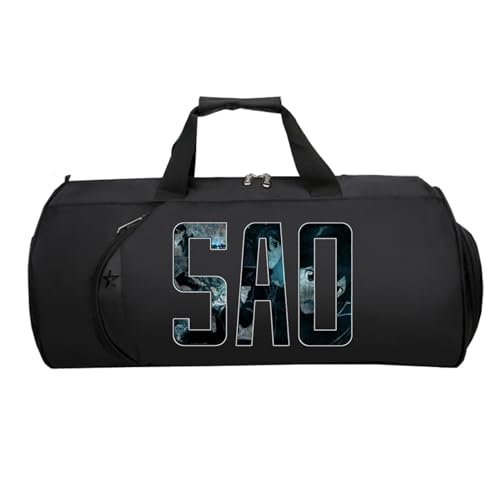 Swo-rd Art Onli-ne Sporttasche Klein, Groß Wasserdicht Sporttasche, Tote Bag füR Sport Reisen Gym Urlaub Flugzeug(Black 2)