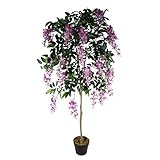 Leaf Design UK Realistischer künstlicher Glyzinienbaum, 150 cm, Rosa