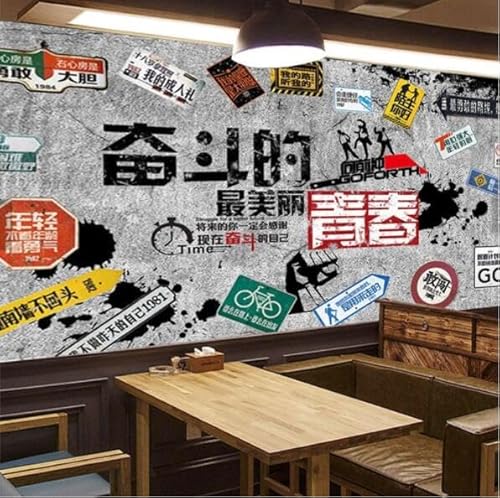 tyujlkjddlf Tapete Wandbild 3D Benutzerdefinierte Struggle Youth Wallpaper Inspirierendes Thema Wandbild Internet Cafe Bbq Hot Pot Restaurant Restaurant Wallpaper-450Cmx300Cm