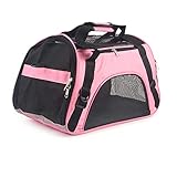 Rysmliuhan Shop Katzentransporttasche Hundetasche Flugzeug Handgepäck Haustierträger für Hunde Hundeträger Handtasche Hundeträger für mittlere Hunde pink,l