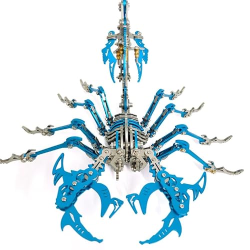 Brickddyin 3D Metal Puzzle, 430 Teile Mechanisches Scorpion King 3D Metall Puzzle Modellbausatz, Edelstahl Mechanische Insekten Tier Modell，DIY Ornament Geschenke für Erwachsene (Blau)