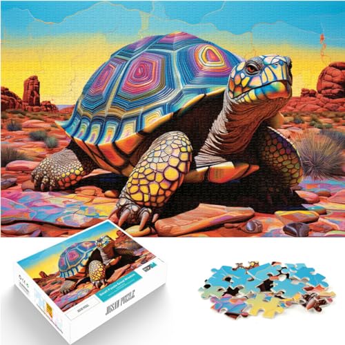 Puzzle Bunte psychedelische Schildkröte 1000-teiliges Puzzle für Erwachsene Holzpuzzle ganze Familie und dieses 1000-teilige (50 x 75 cm)