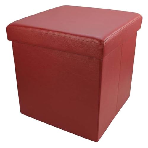 RAABYU Sitzbank mit Stauraum, Hocker, Leder, Fußhocker, Faltbarer Würfel, Spielzeugkiste, Organizer, Box, Pouf, Truhe, Einzelsitz, Beige