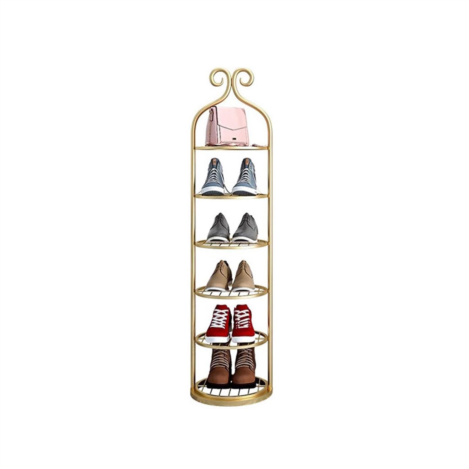 Zhaoj24-05 Platzsparender Schuhschrank Einfaches Schuhregal, Kleiner schmaler Eingang, kleines Schuhregal, Home Economy Schuhregal, Kleiner Schuhschrank aus Eisen Schuhaufbewahrung(Gold,XL)