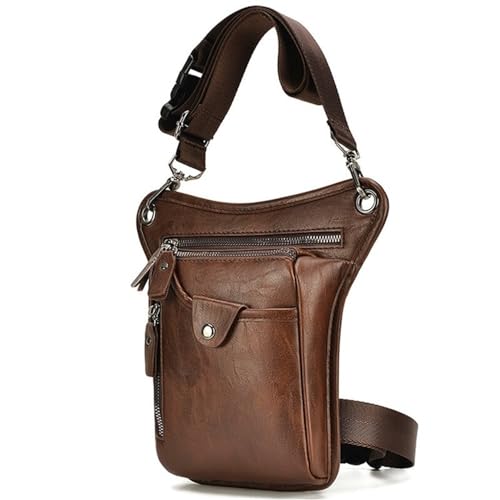 Motorrad Beintasche Leder Taille Pack Drop Bein Tasche for Männer Frauen Gürtel Hüfte Tasche Multifunktions Motorrad Fahrrad Outdoor Wandern Camping Motorrad Tasche Bein(Brown)