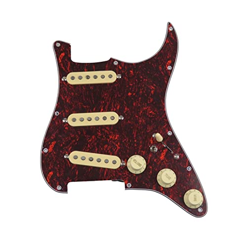 Geladenes Gitarren-Pickguard Alnico 5 Pickups Geladene Pickguard Guita-Pickups SSS. Single Coils Pickups/Gelbe Pickupabdeckungen Set (Color : 09)