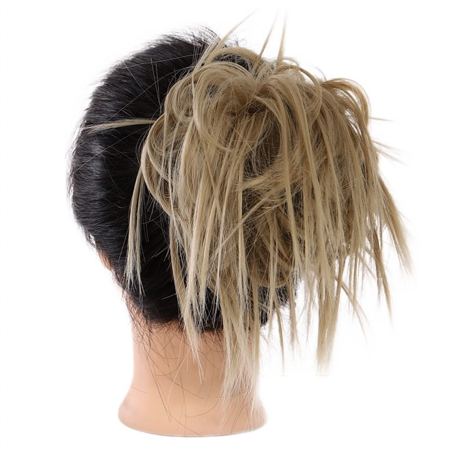 Bun Haarteile Dutt mit elastischem Band, synthetischer Chignon, sofortiges Haarteil, unordentliche Dutt-Haarteile, Haarverlängerung for Frauen, zerzauste Hochsteckfrisur, lockiges, gewelltes Scrunchie