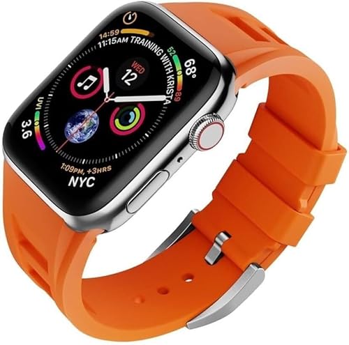 NEYENS Silikon-Uhrenarmband, Edelstahl-Schnalle, Mod-Kit, für Apple Watch Ultra 49 mm, 45 mm, 44 mm, 42 mm, Ersatzzubehör, 42mm, Achat