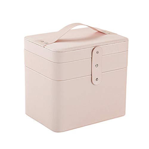 Oladfiop Makeup Organisator Kosmetische Aufbewahrung Box PU Leder BehäLter Multifunktion Desktop Speicher Tragbare Kosmetik Tasche mit Nacktes Rosa