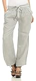 Mississhop 269 Damen Leinenhose Freizeithose 100% Leinen Hose Elegante Stoffhose Grau XL