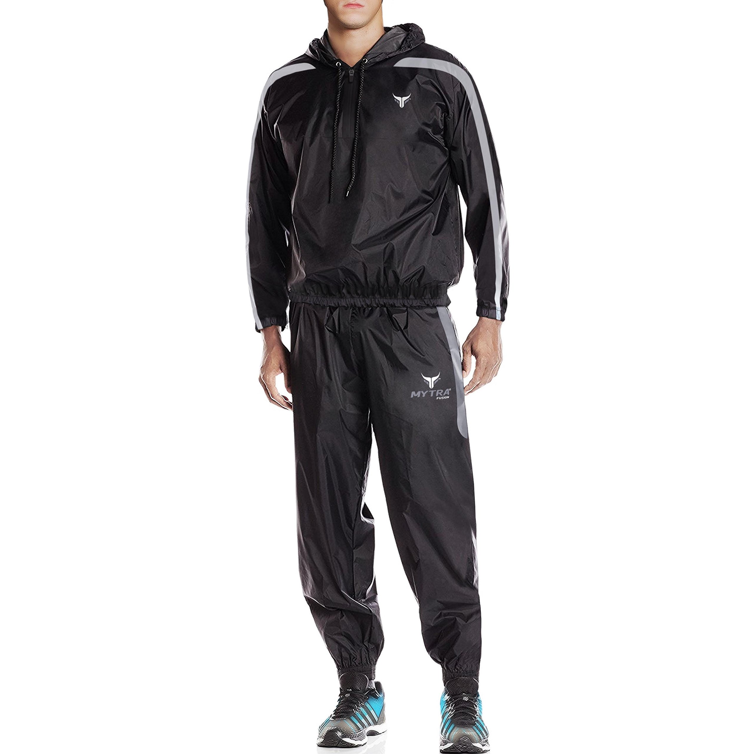 Mytra Fusion Weight Loss Sliming Fitness Sauna Sweat Suit Black Grey