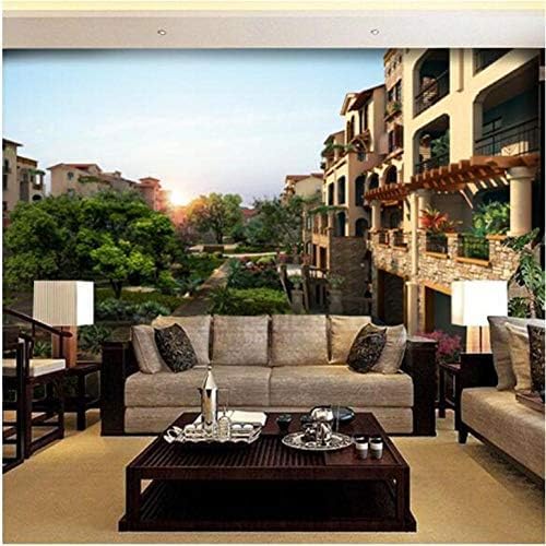 XLMING Villa Garten Landschaft Scenic City 3D Tapeten Home Esszimmer Sofa Schlafzimmer Wohnzimmer TV Hintergrund-200cm×140cm