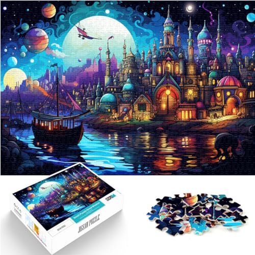 Puzzle für schöne, farbenfrohe Planetenstadt für Erwachsene, 1000-teiliges Puzzle, Lernspiele, Holzpuzzle, Weihnachtspuzzle, Geschenke, 1000 Teile (50 x 75 cm)