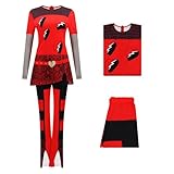 AYYOHON Rotes Prinzessinnen-Kostüm für Damen, Kostüm für Erwachsene, Halloween, Cosplay, Outfits, PU-Lederjacke, Oberteil, Hose, komplettes Set, Größe 3XL