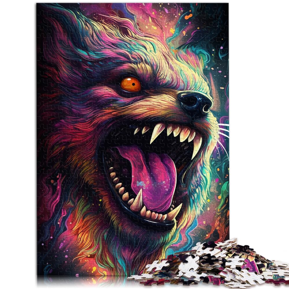 Tierpuzzle, Bunte Hunde, 1000-teiliges Holzpuzzle, jedes Teil ist einzigartig – anspruchsvolles, unterhaltsames Familienspiel, 1000 Teile (50 x 75 cm)